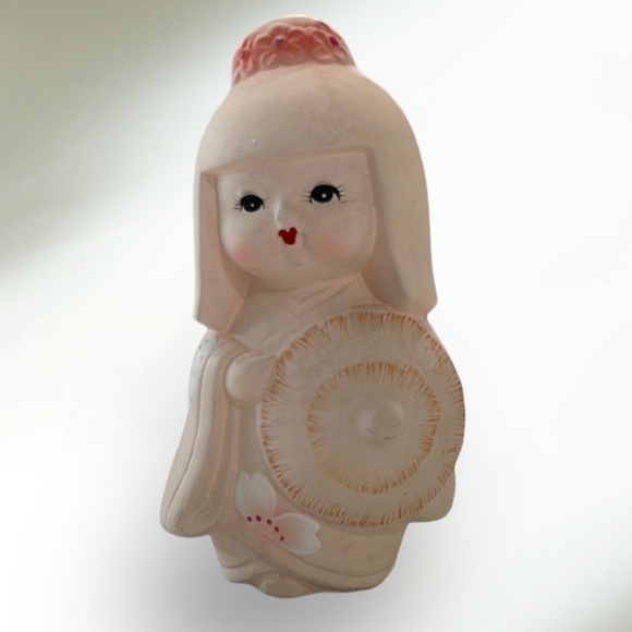 Vintage Blush Pink Japanese Hakata Pottery Kimono Doll Artisan - Picture 2 of 9